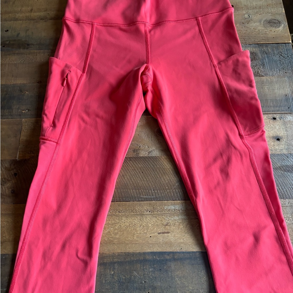 Athleta Punch Pink Crop leggings with Pockets - Picture 2 of 6